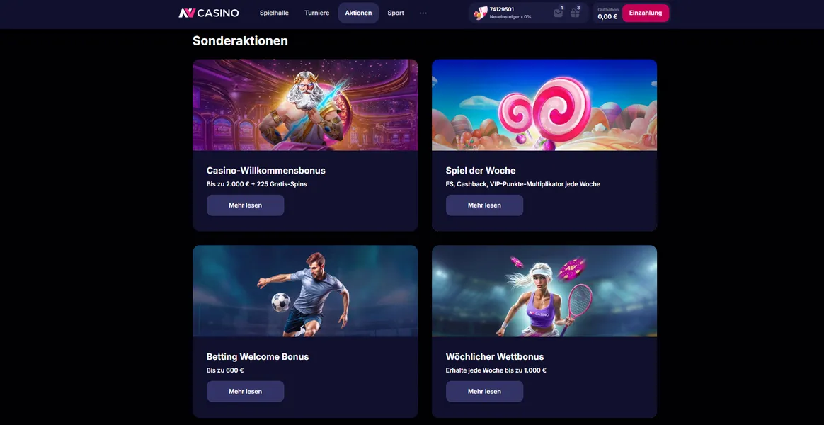 Was macht das NV Casino online Bonusprogramm so attraktiv?